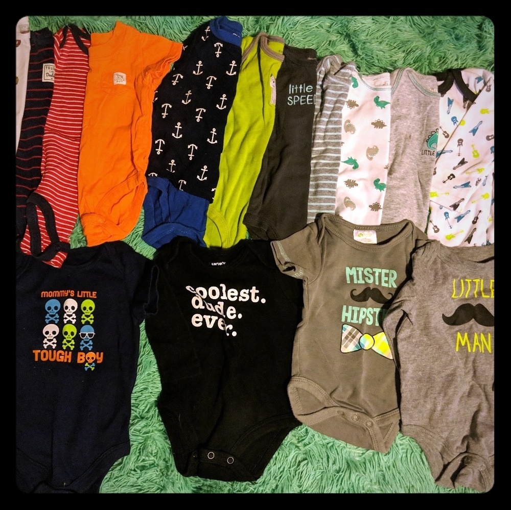 0-3 months baby boy onesie lot